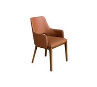 Angel Cerdá - Chaise de Salle à Manger Rembourrée en Similicuir Marron | Chaises de Salle à Manger Modernes, Design Minimaliste et Élégant | 54 x 61 x 83 cm, Pieds en Bois Placage Noyer | Confortable