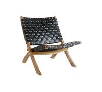 Chaise en teck et cuir noir PERUGIA