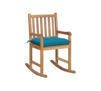 Chaise en teck non pliable H. 106 cm interieur bleu