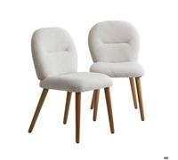 Chaise en tissu bouclette blanche Ayse (lot de 2)