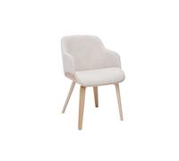 Chaise en tissu chenille beige et bois clair EARL