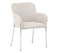 Chaise en Tissu Effet Lin "Vätö" 81cm Beige & Argent