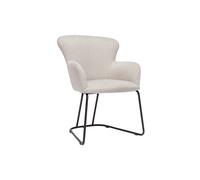 Chaise en tissu effet velours texturé beige et métal noir BRITT