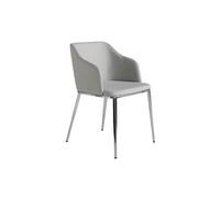 Chaise rembourrée - ANGEL CERDA - Tissu et pieds acier chromé - Gris - L 51 x P 56 x H 79 cm