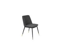 Chaise en tissu gris foncé, uni, assise confortable, pour table - White Label, Lionel - 63x50x80 cm