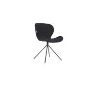 Chaise en tissu noir, assise rembourrée, dossier enveloppant, 4 pieds inclinés - Zuiver, Omg - 56x51x80 cm