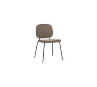 Chaise en tissu polyester gris, assise confortable, pieds en acier, uni - House Doctor, Carma - 50x55x81 cm