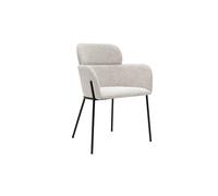 Chaise design en tissu velours chenille beige et métal noir TULUM