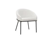Chaise design en tissu velours chenille blanc cassé et métal noir JENNA