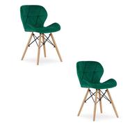 Chaise en velours LAGO - Vert x 2, OSKAR, design moderne