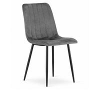 Chaise en velours - LAVA - Gris foncé - Design vintage - Structure métal - Confort optimal