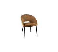 Chaise en velours marron, dossier enveloppant, pieds métal noir - Pomax, SYRAH - 55x60x79 cm