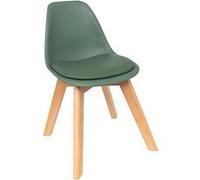 Atmosphera Créateur d'Intérieur - Chaise Enfant Baya Vert - Plastique et Hêtre - Salle à Manger, Chambre, Bureau, Salon - Confortable Coussin Intégré