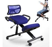 Chaise ergonomique avec support dorsal - Tabouret à genoux réglable pour la maison et le bureau, améliore la posture avec des coussins confortables