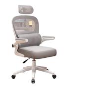 Chaise Ergonomique Confortable Longue Assise Longue Chaise De Bureau SièGes De Jeu Chaises De Jeu Chaises D’Ordinateur SièGes D’éTude éTudiant (Cadre Blanc en Maille Grise avec Appuie-TêTe)