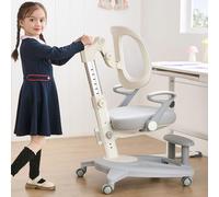 Chaise ergonomique confortable pour enfants avec repose-pieds et siège réglable en hauteur, multifonctionnelle pour étude, travail et salle à manger - Coussin confortable et roues lisses pour garçons