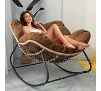 Chaise ergonomique en osier Papasan avec coussin doux et épais pour terrasse, salon, chambre à coucher