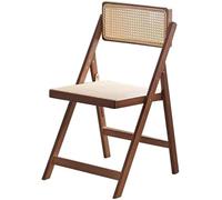 Chaise ergonomique en rotin tissé avec dossier en bambou - Design pliable, capacité de charge de 150 kg, chaise de salle à manger élégante pour la maison et la terrasse (marron)