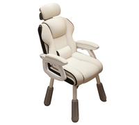 Chaise Ergonomique Fauteuil Lecture Dossier et Appui-tête Réglables Cuir Synthétique Office Chair Hauteur Réglable de 8 Cm Accoudoirs Articulés Chaise Bureau pour Salon Chambre Bureau(White)