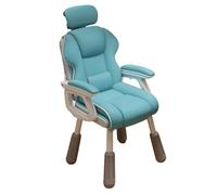 Chaise Ergonomique Fauteuil Lecture Dossier et Appui-tête Réglables Cuir Synthétique Office Chair Hauteur Réglable de 8 Cm Accoudoirs Articulés Chaise Bureau pour Salon Chambre Bureau(Blue)
