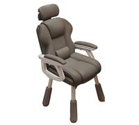 Chaise Ergonomique Fauteuil Lecture Dossier et Appui-tête Réglables Cuir Synthétique Office Chair Hauteur Réglable de 8 Cm Accoudoirs Articulés Chaise Bureau pour Salon Chambre Bureau(Gray)