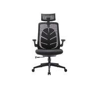 Subsonic - Chaise de Bureau Ergonomique I-Care Leaf, Fauteuil de Bureau Gaming avec en Fibres Respirantes, Renfort Lombaire, Hauteur, Dossier et Appui-tête réglables, accoudoirs, Rocking - Noir