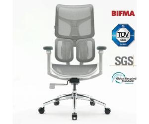 Chaise ergonomique SIHOO Doro S100 - Double support lombaire dynamique - Accoudoirs 4D - Certifié BIFMA/SGS - Blanc