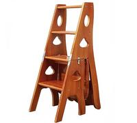 Chaise escabeau pliable multifonction en bois - Marchepied 3 en 1 et étagère de rangement robuste capacité de 150 kg pour la maison, la bibliothèque ou le bureau