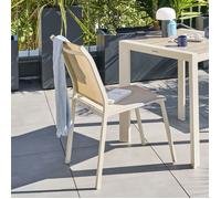 Hespéride - Chaise de Jardin Empilable Essentia Beige Lin - Aluminium Texaline - Dim 46 x 61 x 88 cm - Meuble d'Extérieur Résistant aux UVF