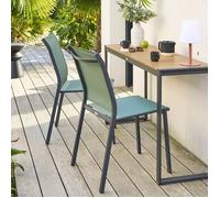 Hespéride - Chaise de Jardin Empilable Essentia Vert Olive - Aluminium Texaline - Dim 46 x 61 x 88 cm - Meuble d'Extérieur Résistant aux UVF