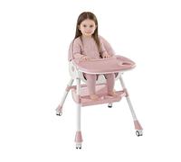 Chaise Évolutive Bébé 6-en-1 Pliable, Siège à Bascule avec Roulettes Freinables, Dossier 4 Inclinaisons, Plateau Double Ajustable, Harnais 5 Points, Structure PP Sans BPA et Coussin PU Lavable