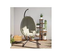 vidaXL Chaise suspendue en forme d'œuf avec support – Beige tissu et acier