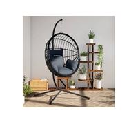 Chaise exterieur non pliable H. 197 cm en resine tressee gris