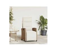 vidaXL Chaise de jardin inclinable et table d'appoint 4108277 – Beige polyrotin