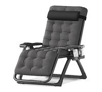 Chaise extra large Zero Gravity avec coussin amovible et plateau - Fauteuil inclinable pliable pour extérieur et intérieur