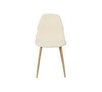 The Home Deco Factory - Chaise Faro tissu et pieds métal imitation bois - Beige