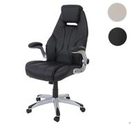 Chaise fauteuil de bureau HWC-A65, chaise pivotante, similicuir noir