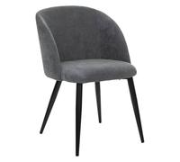 Atmosphera Chaise Céleste Velours côtelé Gris Pieds métal noir