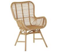 Chaise Fauteuil en Rotin Naturel Marron Clair Ultra Confortable et Très Tendance Idéal pour Chambre ou Salon au Style Boho et Scandinave Beliani