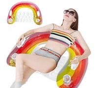 Chaise Flottante Arc-en-, Chaise d'eau de Piscine au Design pailleté et Dossier Relaxant en Maille Gonflable, Double Porte- et poignées, catégorie Flotteur de Piscine avec Utilisation pour