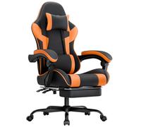 Chaise Gamer Ergonomique Roline Support Lombaire Cuir PU 200kg Noir Orange
