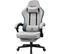 Chaise gamer GTPLAYER Fauteuil gamer ergonomique Chaise de bureau PC Gamer Racing chaise en tissu, avec repose-pieds supporter jusqu'à 153 kg gris