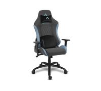 Alpha Gamer Gaia Chaise de gaming ergonomique en tissu, accoudoirs réglables, coussin cervical amovible avec aimant, coussin lombaire avec mousse à mémoire de forme, base en métal, 150 kg, gris foncé