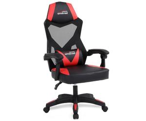 Chaise Gaming AMS Gaming 02-Red, Maille Respirante, Dossier Inclinable 135°, Coussin Lombaire, Noir et Rouge