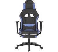 Chaise gaming avec repose-pied Noir et bleu TissuChaise Gamer Siège Gaming Fauteuil Gamer Noir