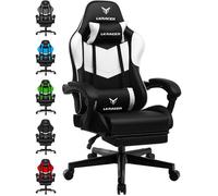 Chaise Gaming avec Repose-Pieds Télescopique,Fauteuil Gaming, Blanc