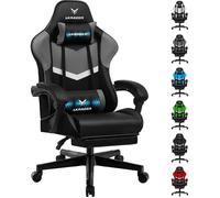 Chaise Gaming avec Repose-Pieds Télescopique,Fauteuil Gaming, Gris