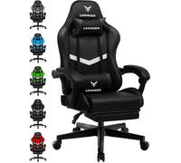 Chaise Gaming avec Repose-Pieds Télescopique,Fauteuil Gaming, Noir