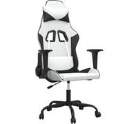 Chaise gaming Blanc et noir Similicuir Noir G