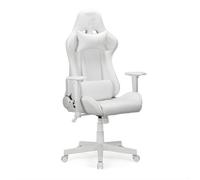 Chaise Gaming Blanc Ranqer Felix - Fauteuil Gamer Ergonomique - Similicuir Haute Qualité - Dossier Inclinable et Coussins Lombaires